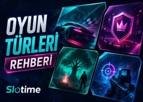 Slotime oyun türleri rehberi - kategoriler hakkında kapsamlı bilgi görseli