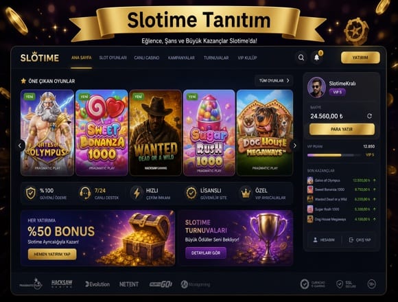 Slotime oyun platformu genel görünümü ve arayüzü